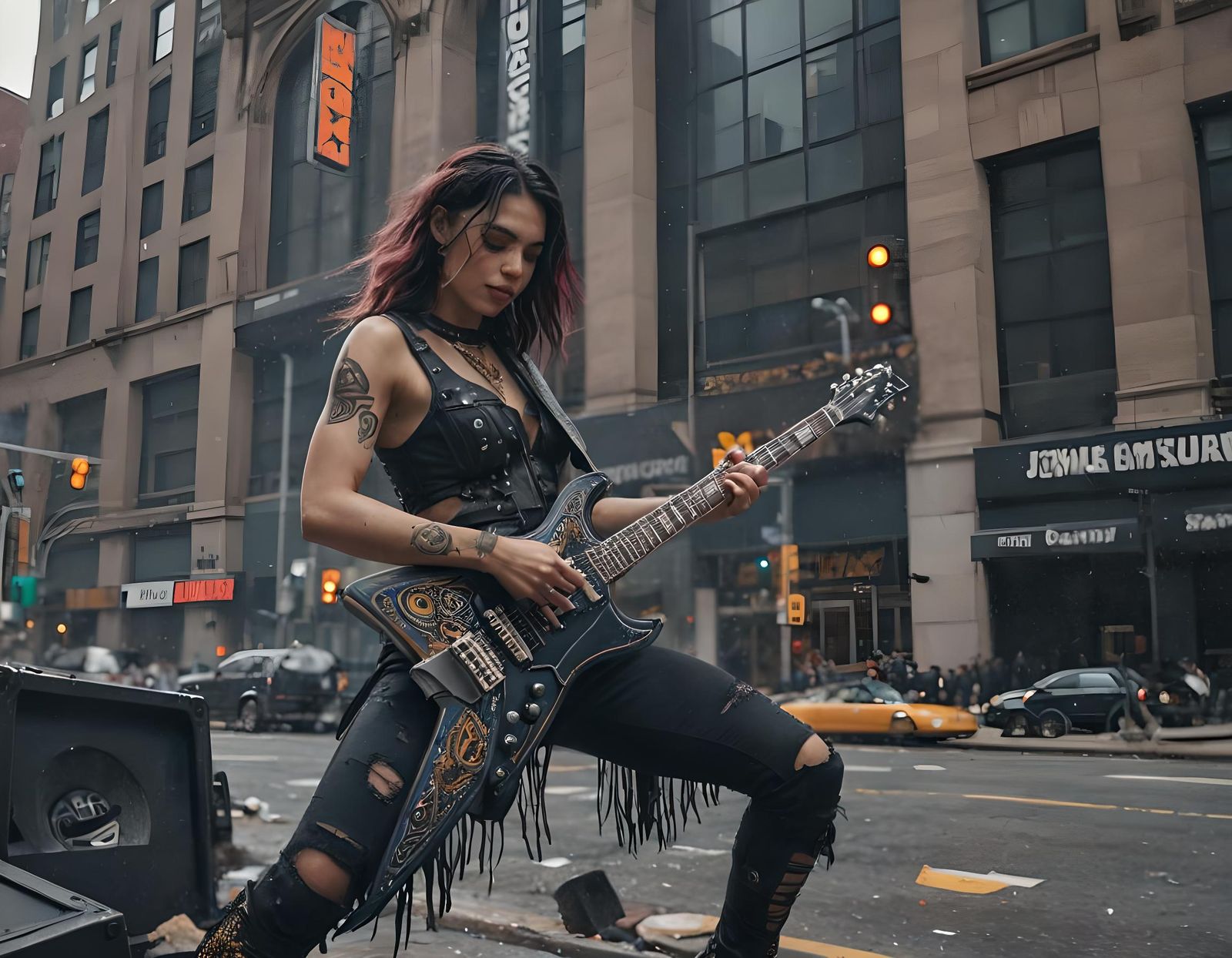 Mexican Rocker Shreds Guitar, Fantasy Concept Art