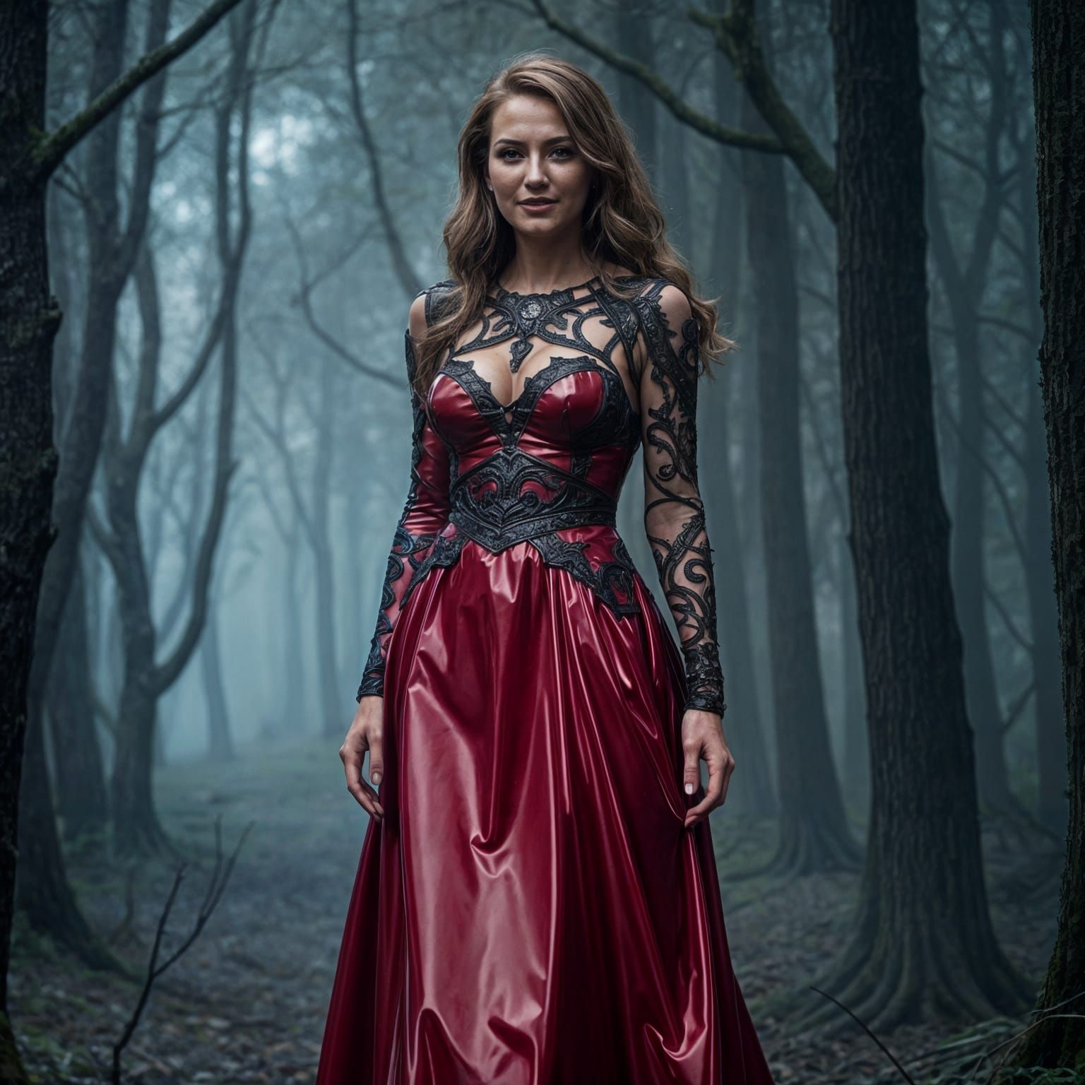 Hyperrealistic Woman in Dystopian Latex Dress