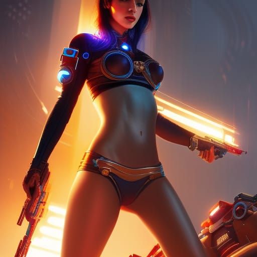 Cyberpunk Bikini Girl: Hyperdetailed Digital Art