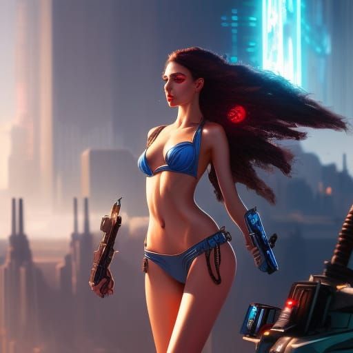 Cyberpunk Bikini Girl: 8k Resolution Digital Art