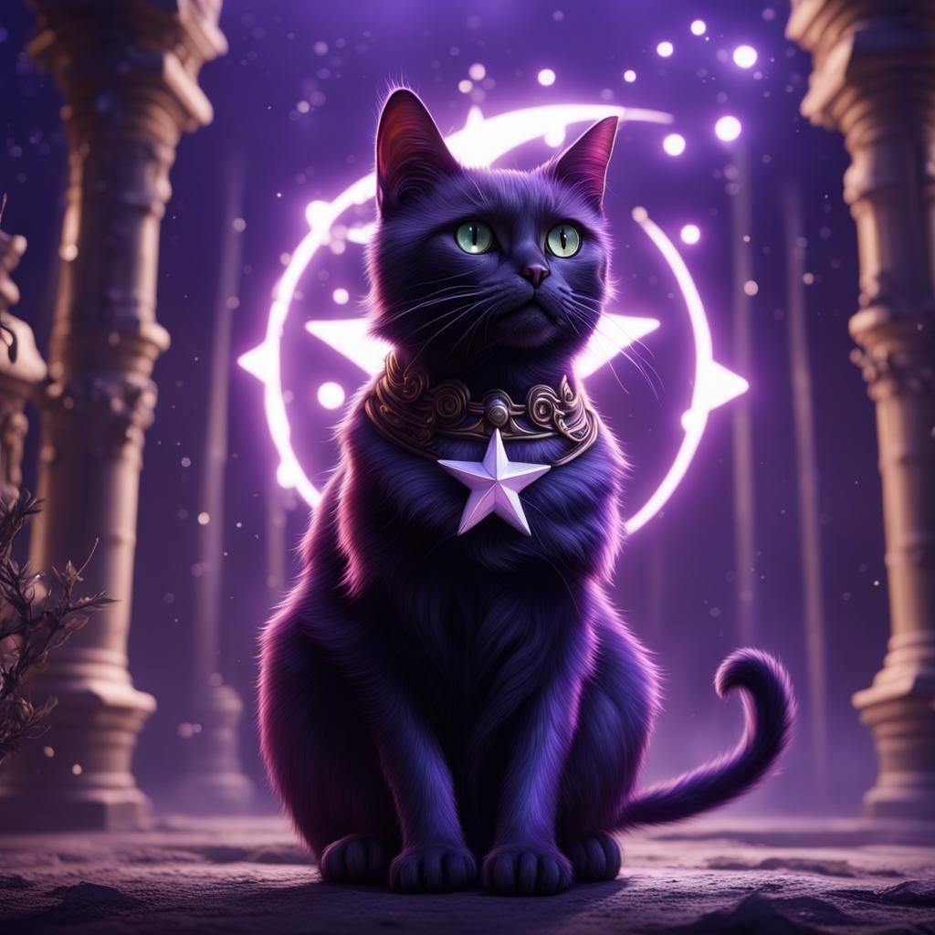 Fantastical Star Cat in Detailed Matte Painting