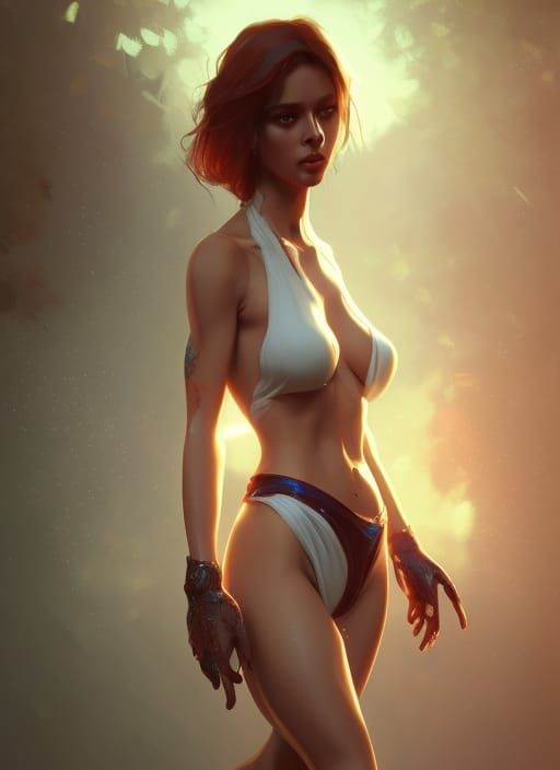 Realistic Slender Woman Portrait in Hyperdetailed Style