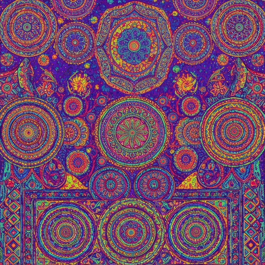 Psychedelic Hindu Temple with Fluorescent Colors