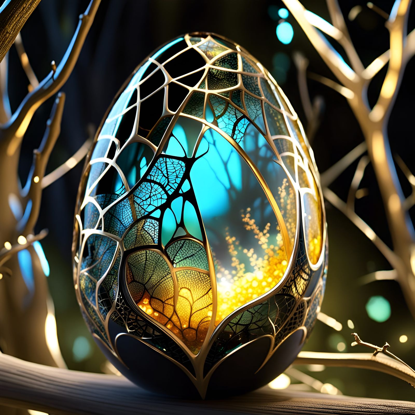 Fairy in Fractal Egg, Translucent Glass Effect