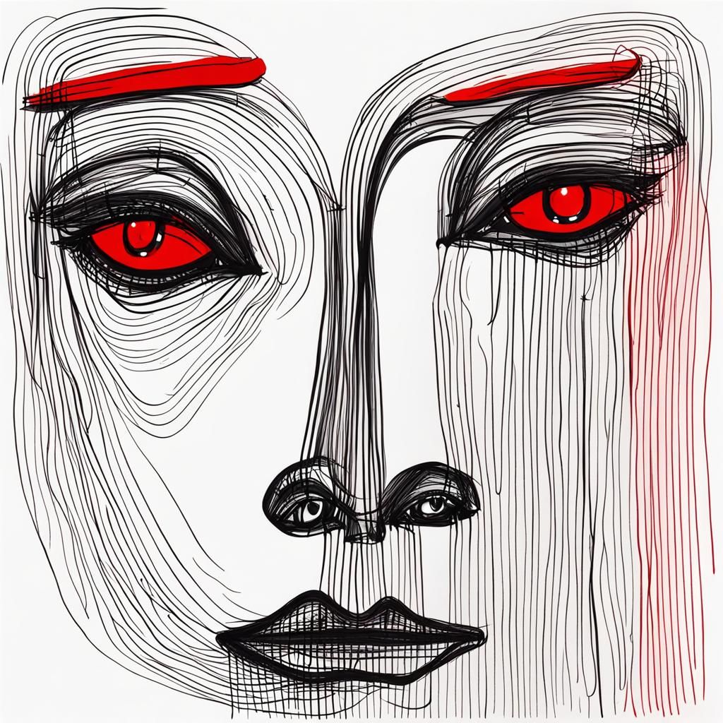 Minimalist One-Line Sketch of a Shy Face