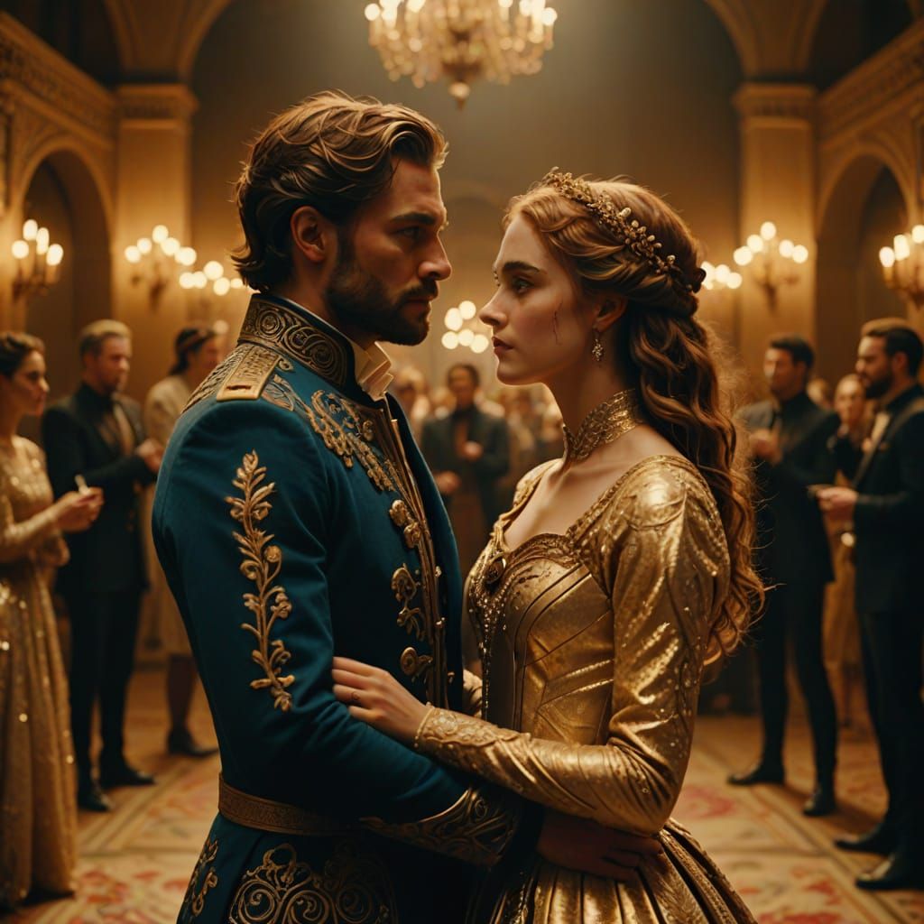 Forbidden Lovers Meet in Golden Light, Cinematic Film Still