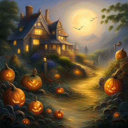 Ethereal Pumpkin Monster in a Hyperdetailed Fantasy