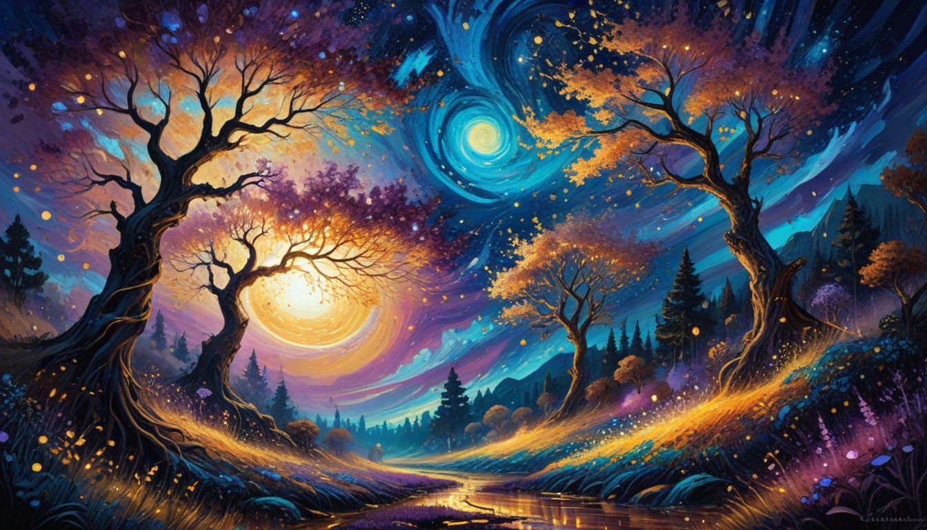 Ethereal Cityscape in Neo-Impressionist Oil Painting