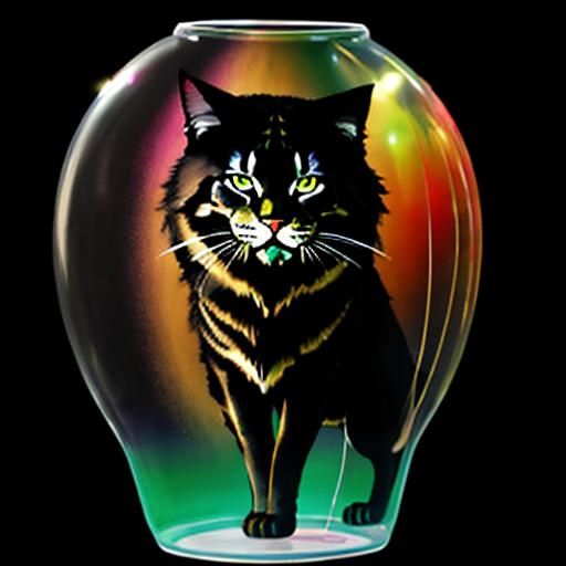 Mythical Balloon Cat Ink Art