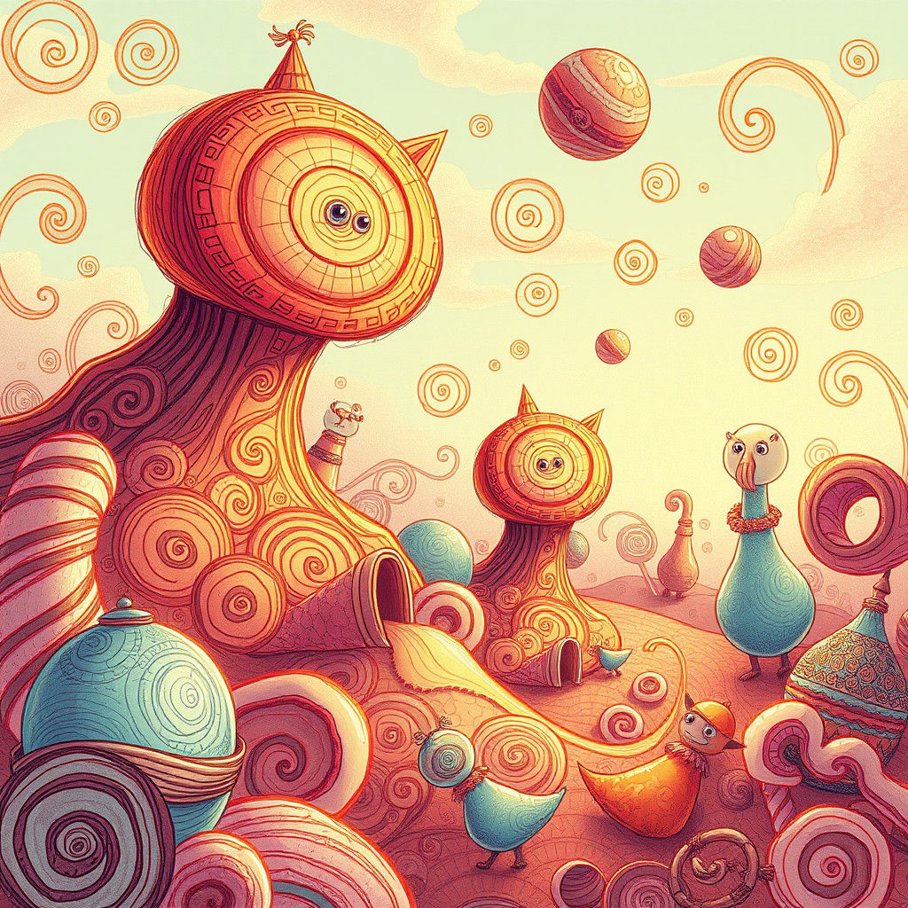 Fantastical Creature Explores Candyland in Doodle Style