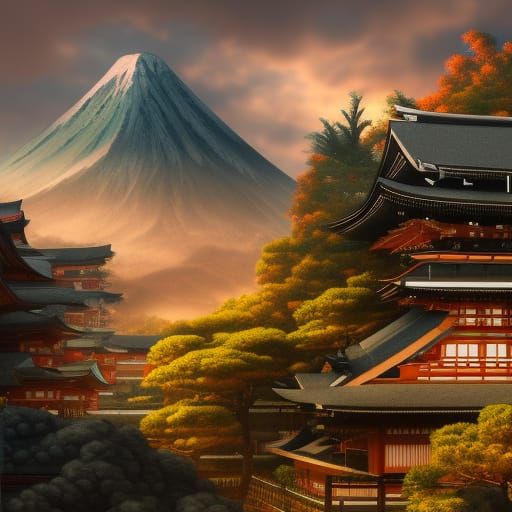 Fantastical Japan in Detailed Matte Painting