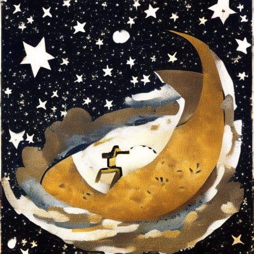 Galaxy with stars, black hole and an astronaut, style by geo...