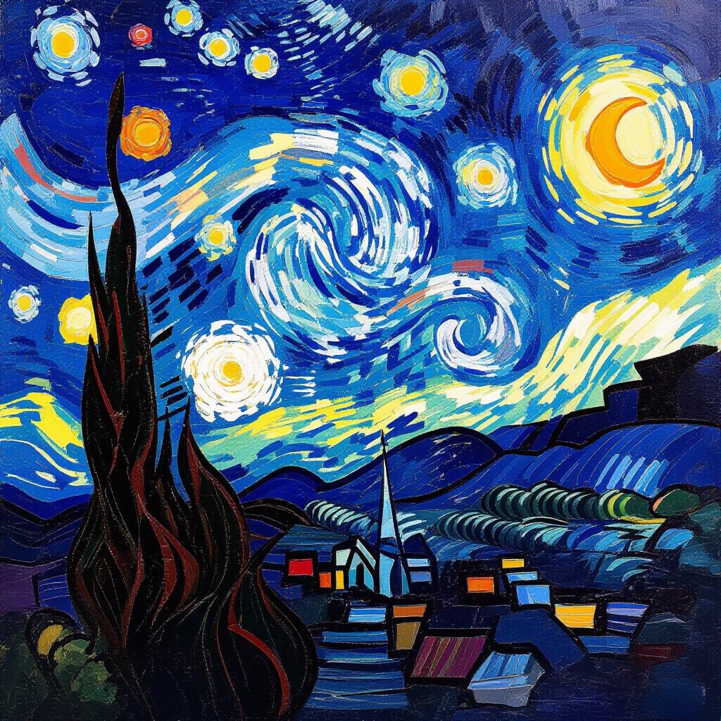 Starry Skies as Impasto Oil Painting