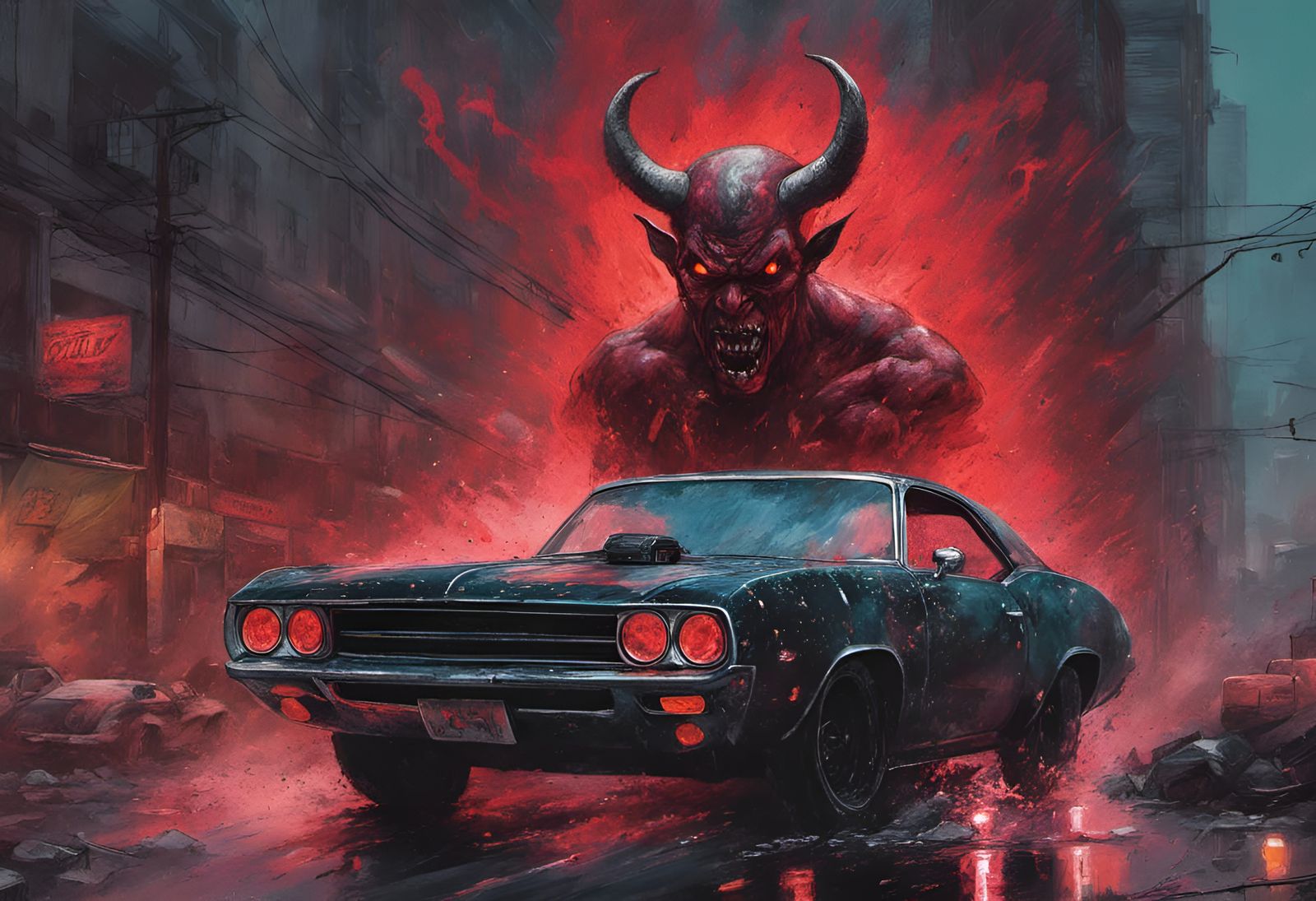 Devil Drives Muscle Car in Retro-Futuristic Horror
