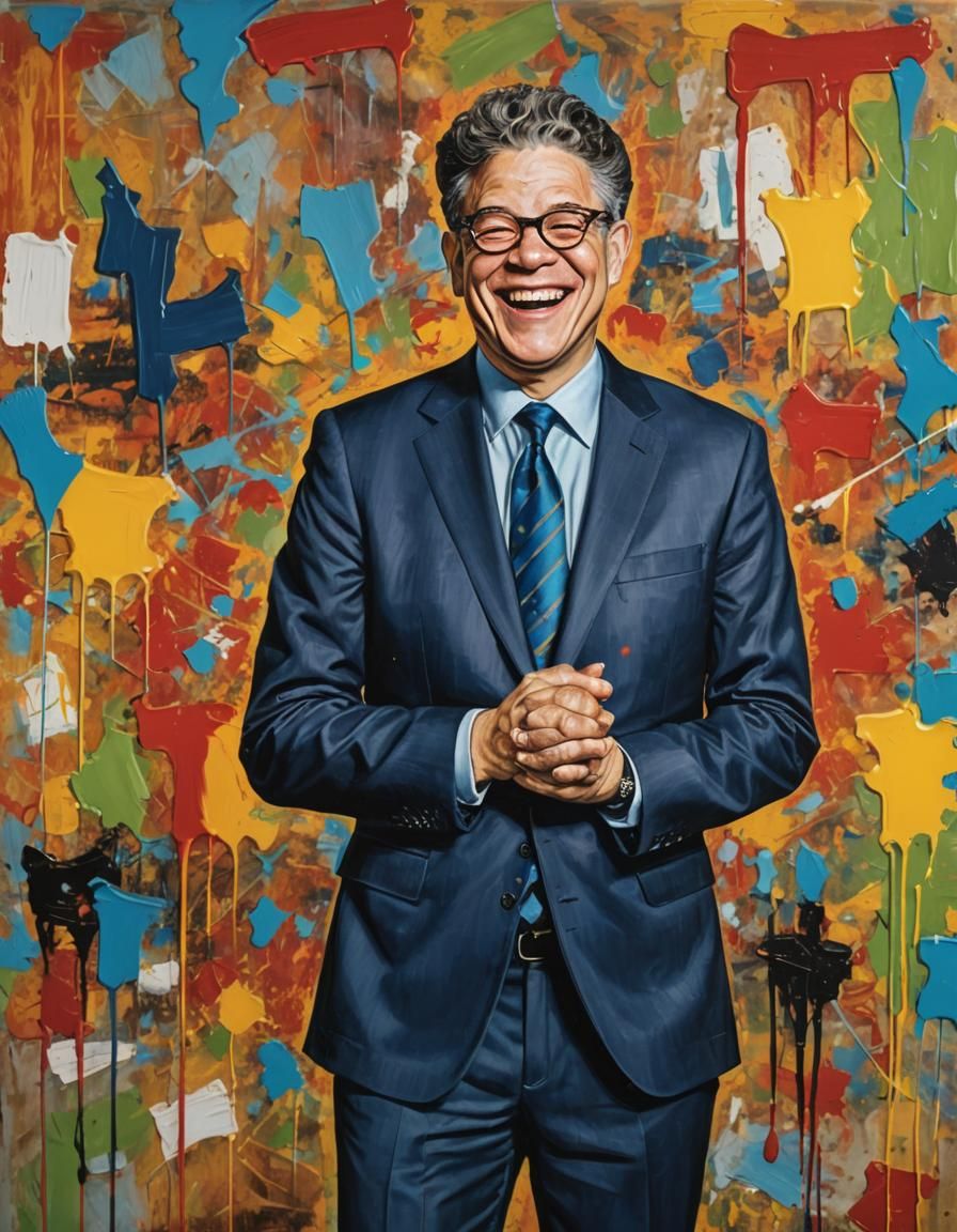 Laughing Man Portrait in Warhol-Inspired Oil Painting