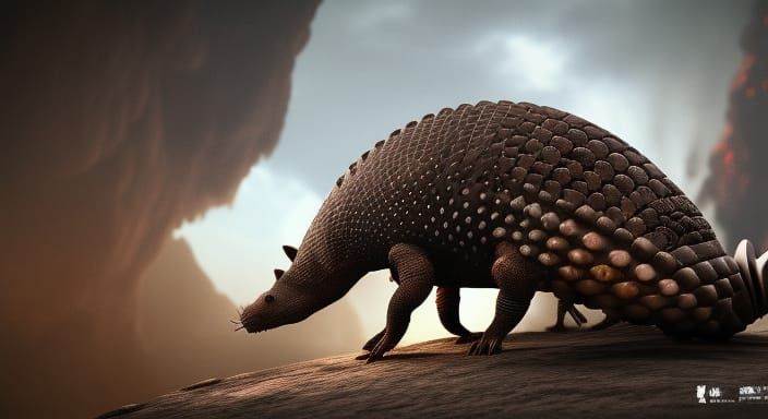 Armadillo with Volcanic Rock Shell: Fantasy Concept Art