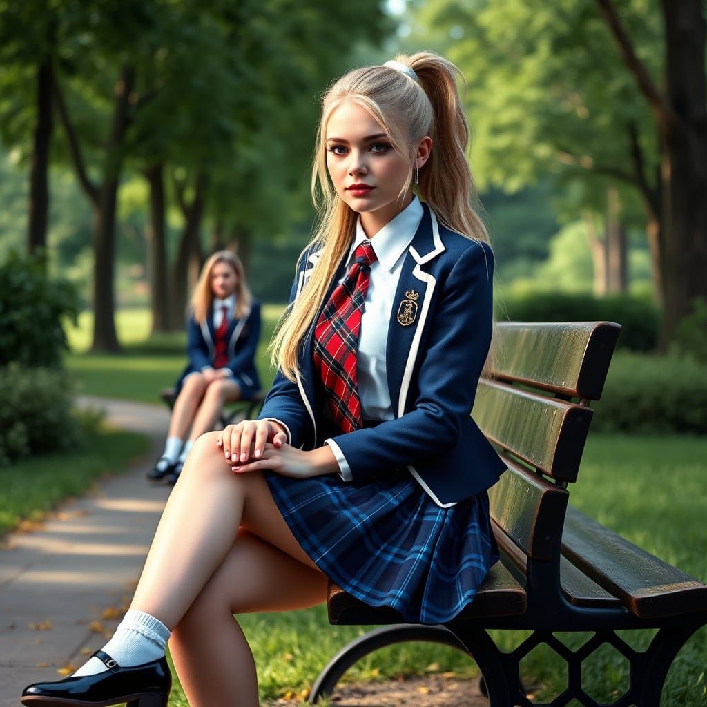 Elegant Schoolgirl in Art Nouveau-Inspired Portrait