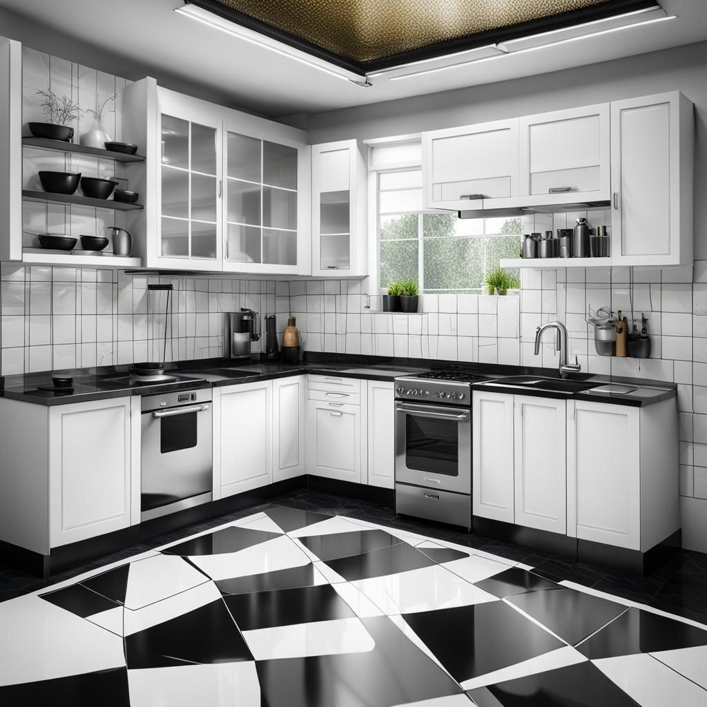 Geometric Bauhaus Kitchen in Pop Art Style