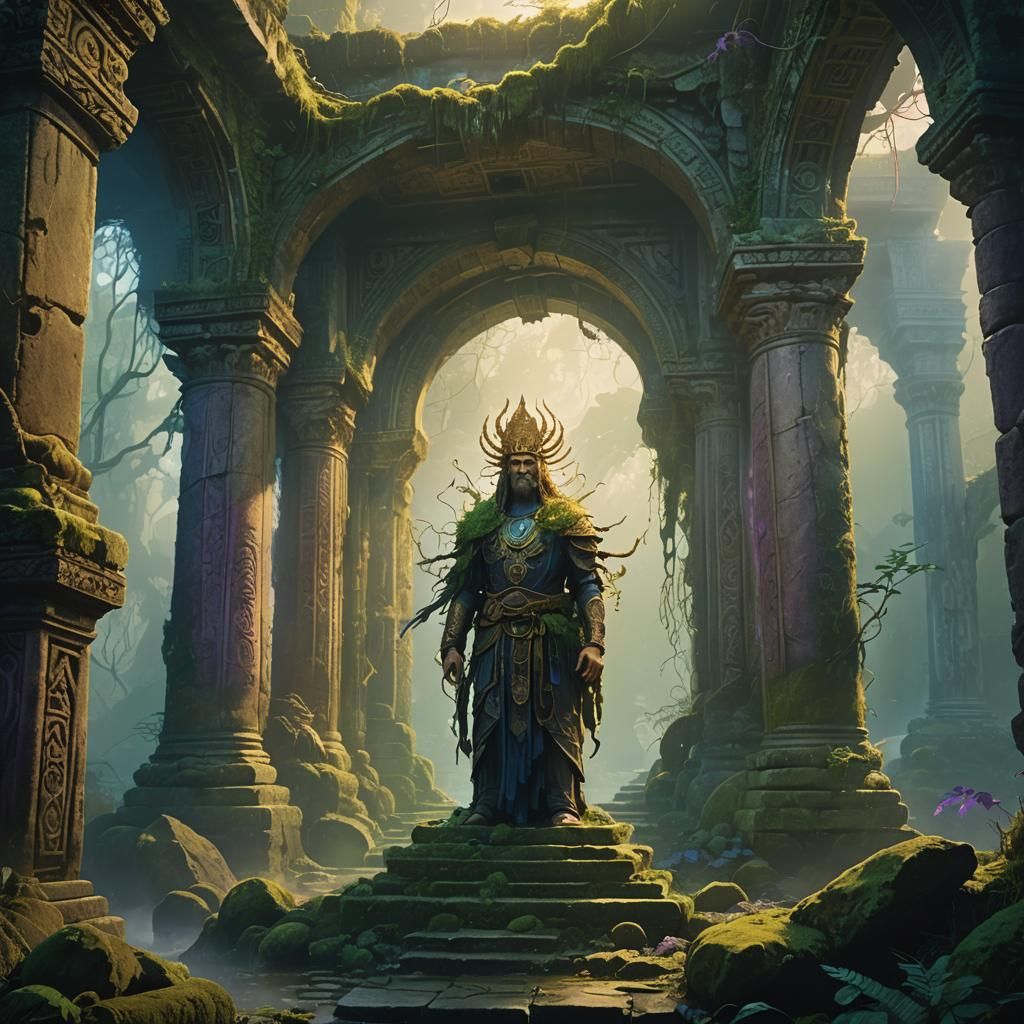 Mystical Being Iago in Ancient Temple