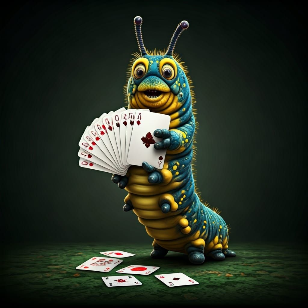 Excited Caterpillar Plays Poker with Many Hands