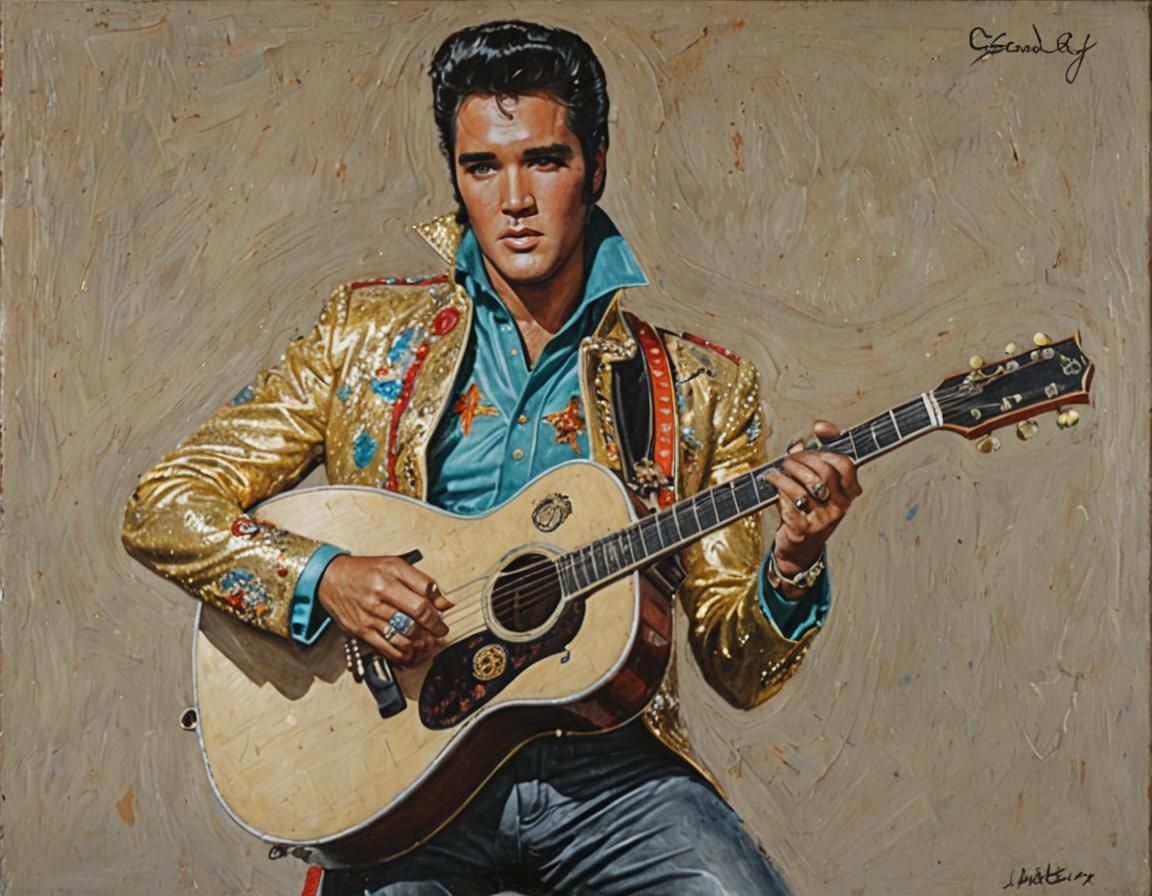 Elvis Presley Oil Painting in Gurney Style