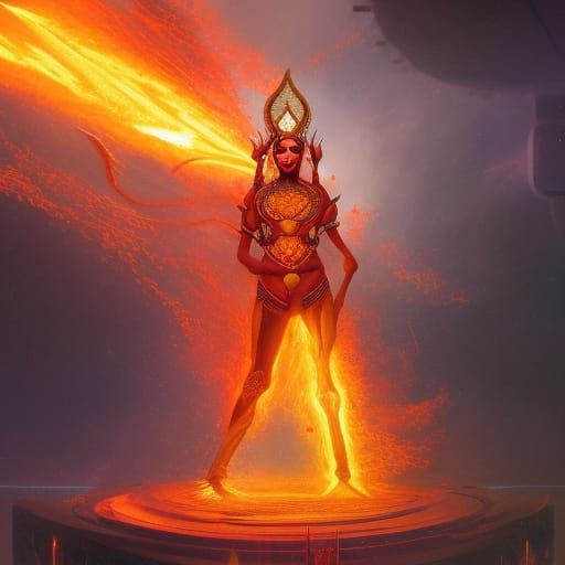 Futuristic Fire Prince: Sci-Fi Matte Painting