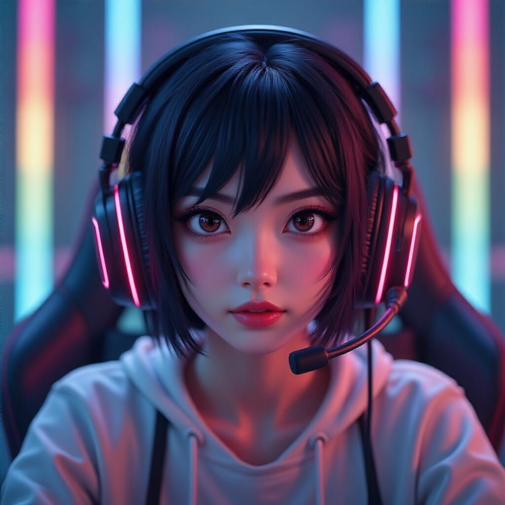 Vietnamese Gamer Girl in Detailed 3D Anime Art