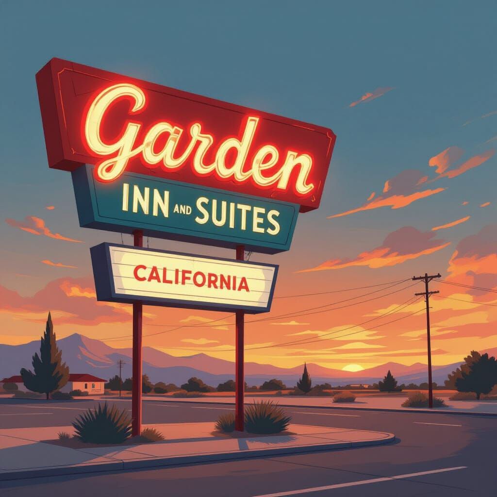 Vintage Garden Inn & Suites Neon Sign