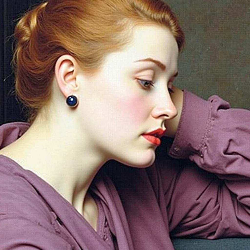 Renaissance Woman Portrait in Mixed Artistic Styles