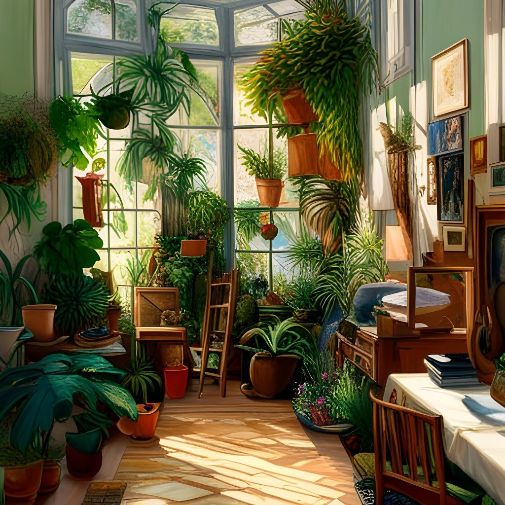 Surreal Artist's Paradise in Vibrant Oil Painting Style