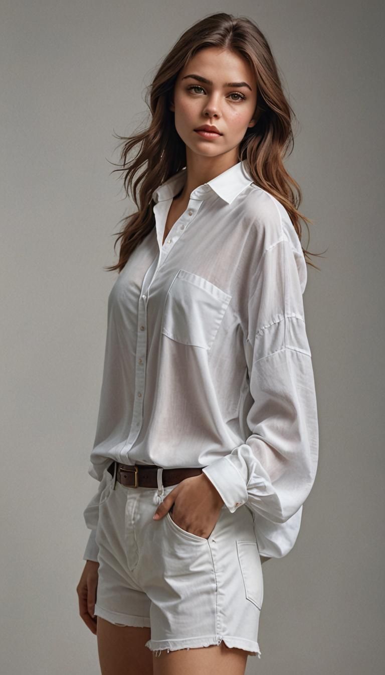 Hyperrealistic Portrait of Woman in Greenhouse