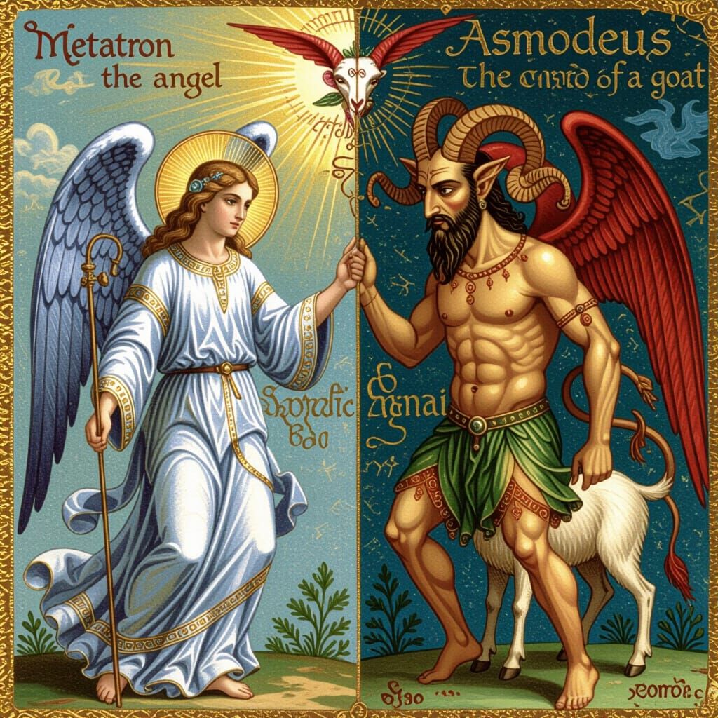 Balance between Metatron the angel and Asmodeus the demon wi...