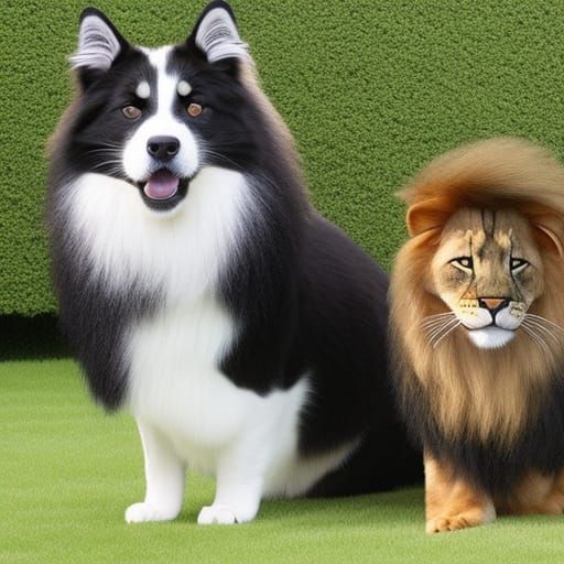 Dog, Cat, and Lion Together