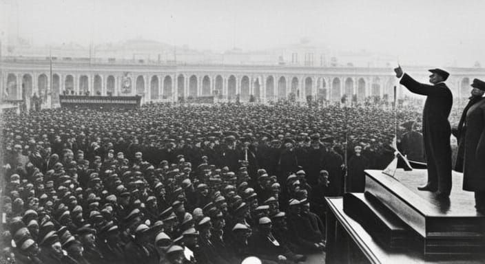 Lenin's Speech to a Crowd: Vintage Photograph