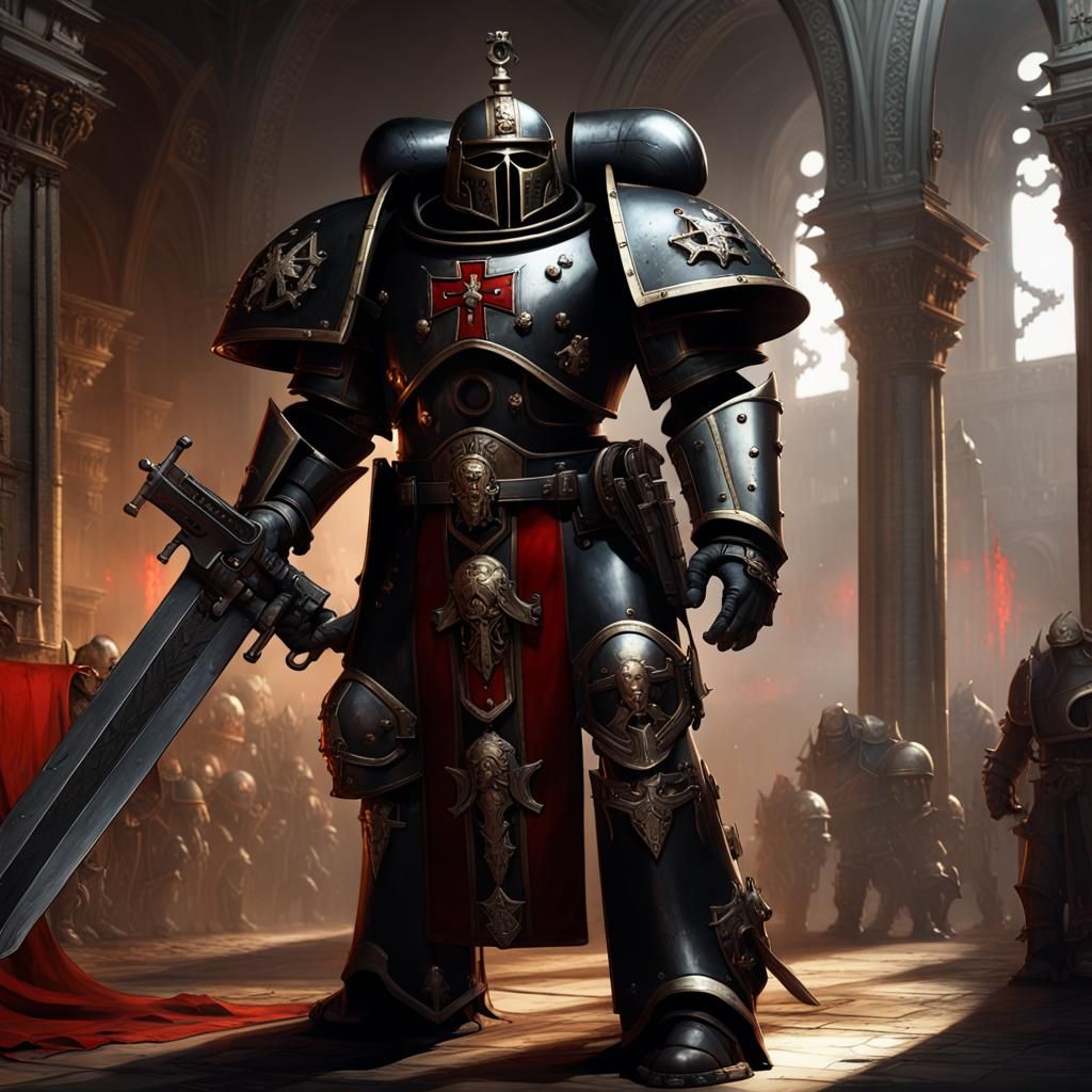 Black Templar Imperial Knight in Dark Fantasy Style