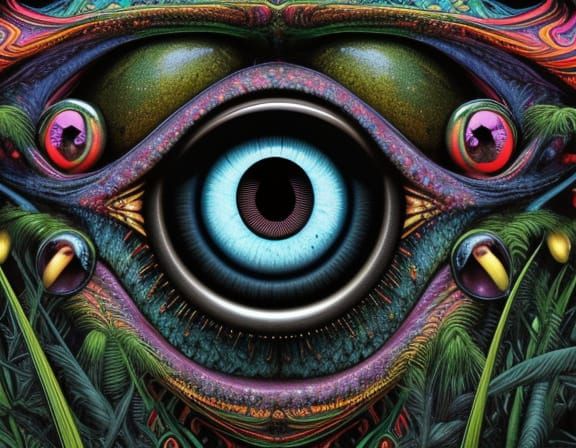 Surreal Knight in Eyeball Field, Psychedelic Art