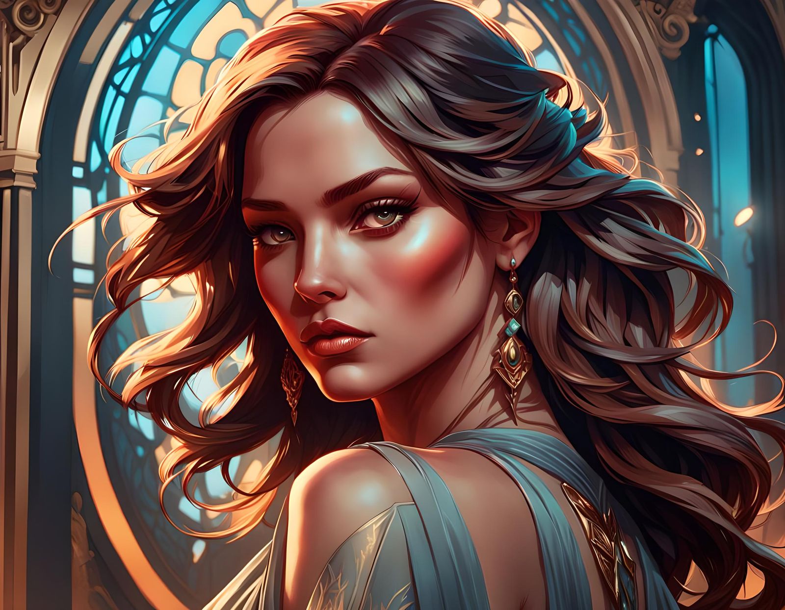 Seductive Girl Movie Poster in Art Nouveau Style