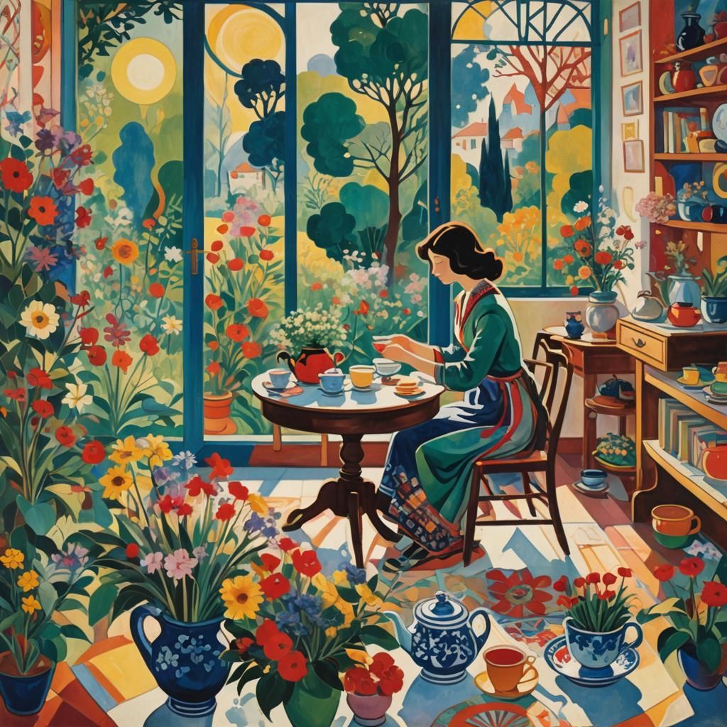 Enchanted Garden Tea Party: Abstract Impressionism