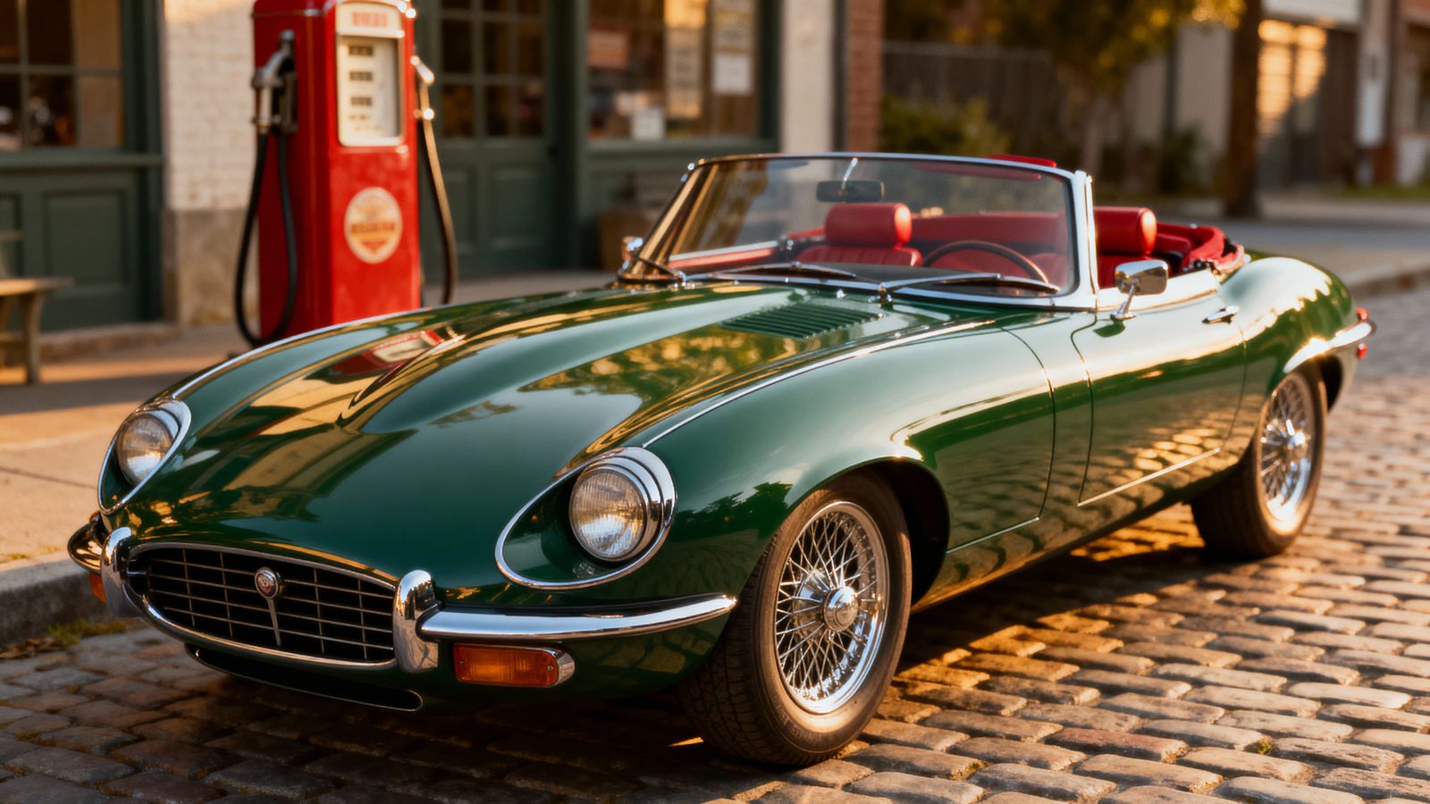 Realistic Jaguar E-Type Classic Car in Soft Lighting