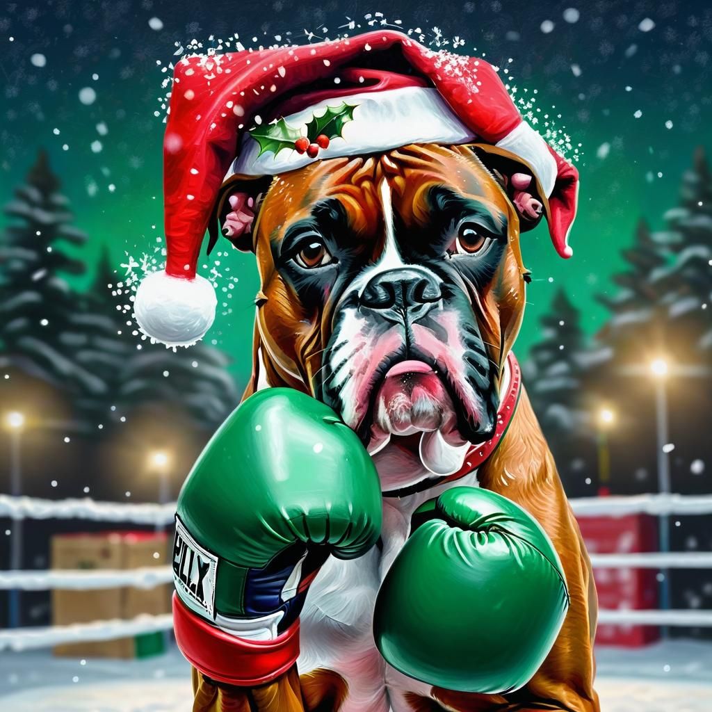 Vibrant Boxing Christmas Scene in Triadic Colors