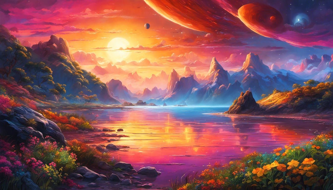 Astral Beach: A Sci-Fi Seascape in Graffiti Art