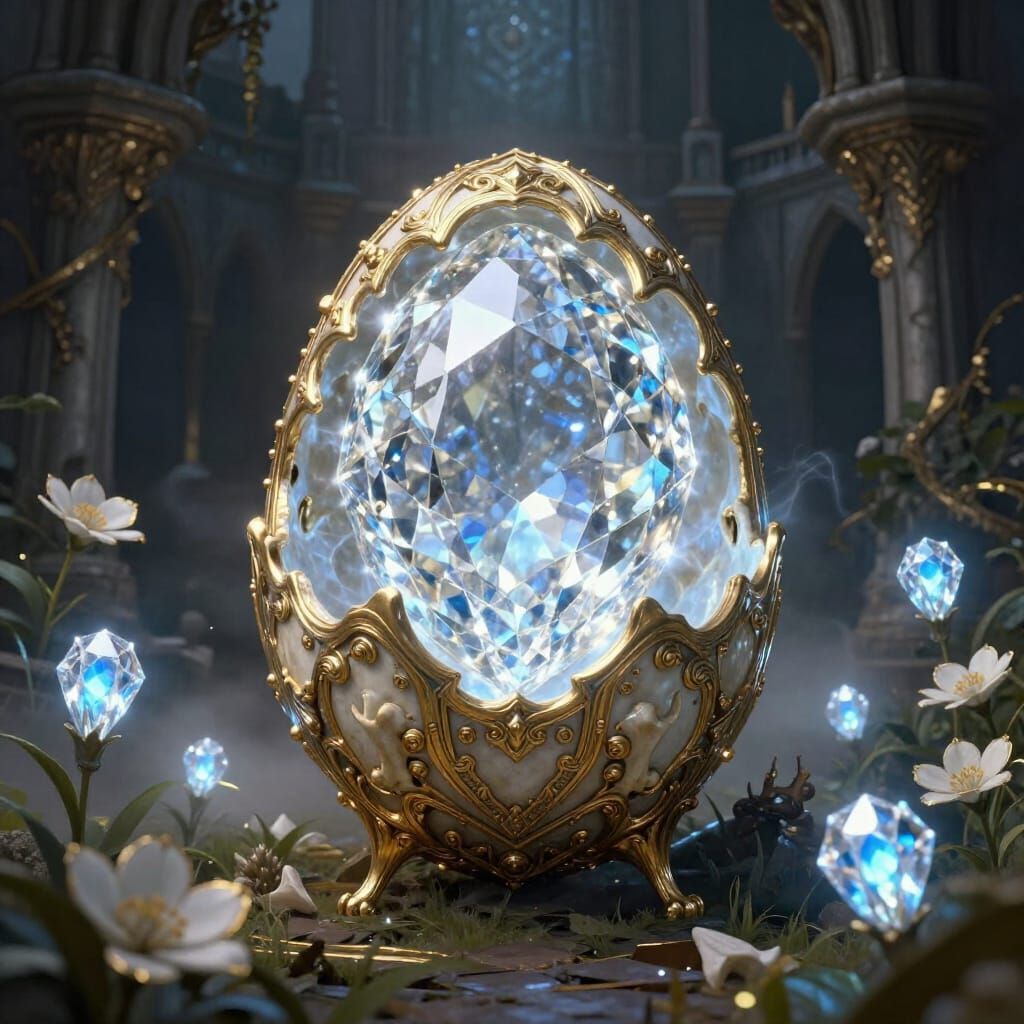 Diamond Egg in Bone Armor with Gold Trim