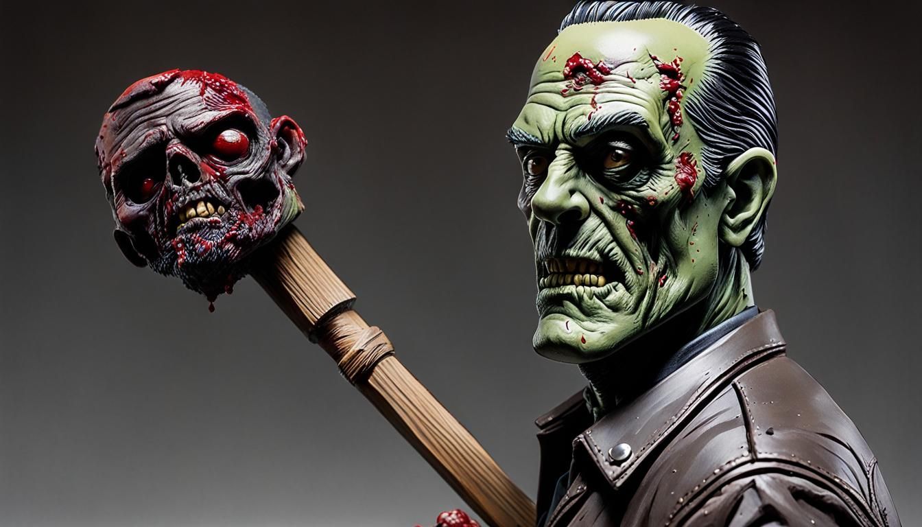 (The Walking Dead's Negan:0.5)bobble head toy held by (A zom...