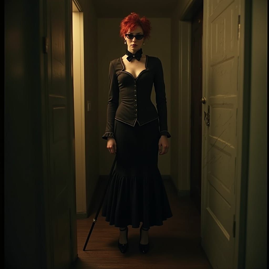 Victorian Man as Governess in Cinematic Lighting