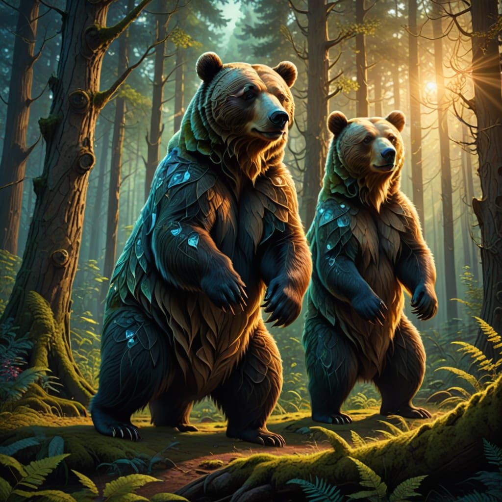 Dancing Fractal Bears in Shishkin-Inspired Forest