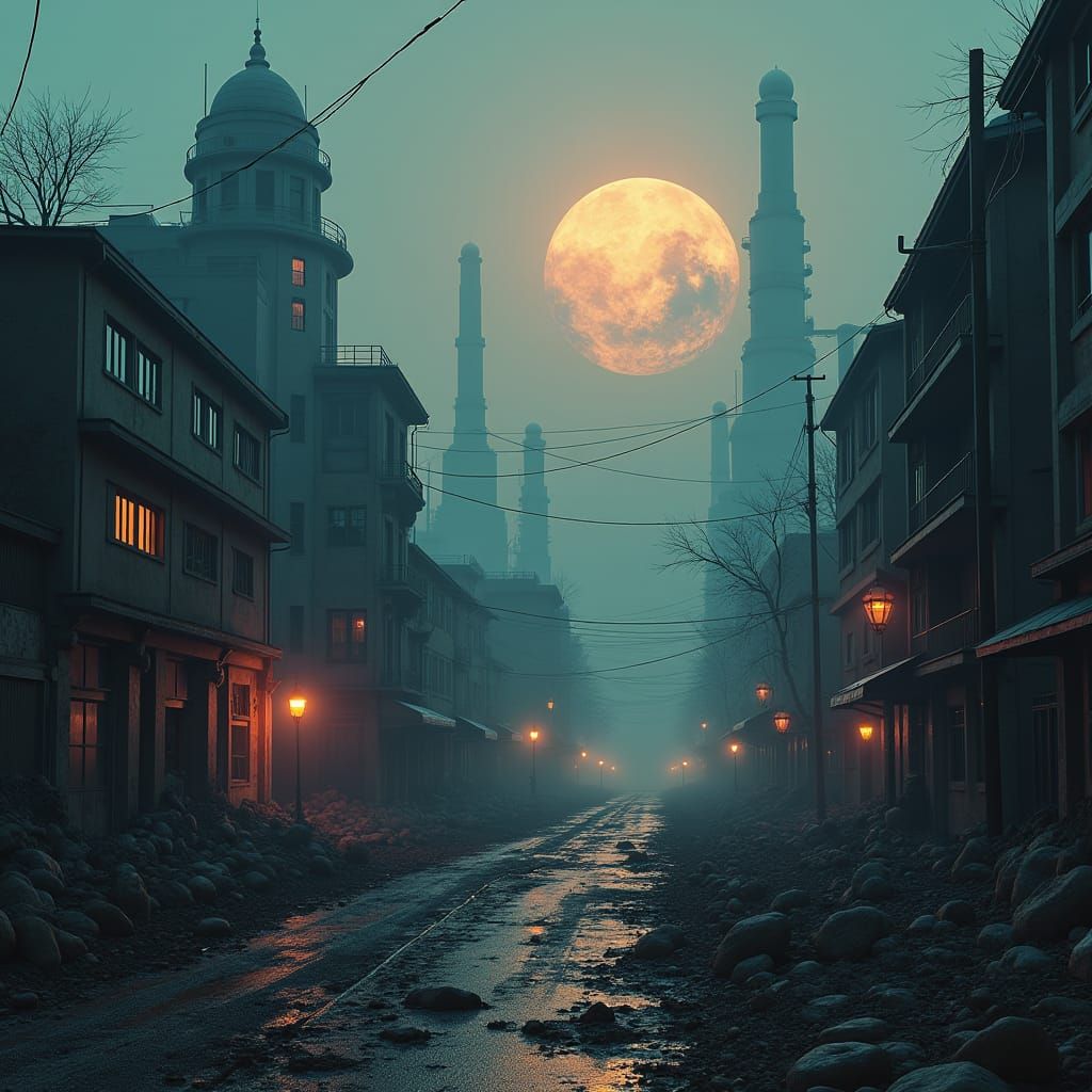 Post-Apocalyptic Cityscape Inspired by Tim Burton