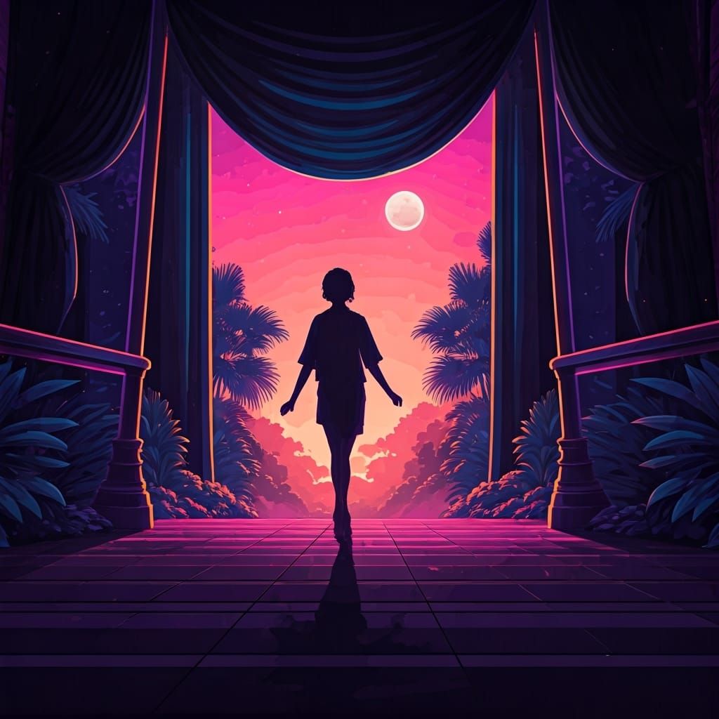 Synthwave Festival Ritual with Moonlight Rays