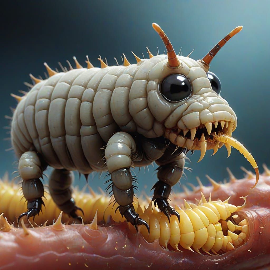 Maggot Larva with Sharp Teeth