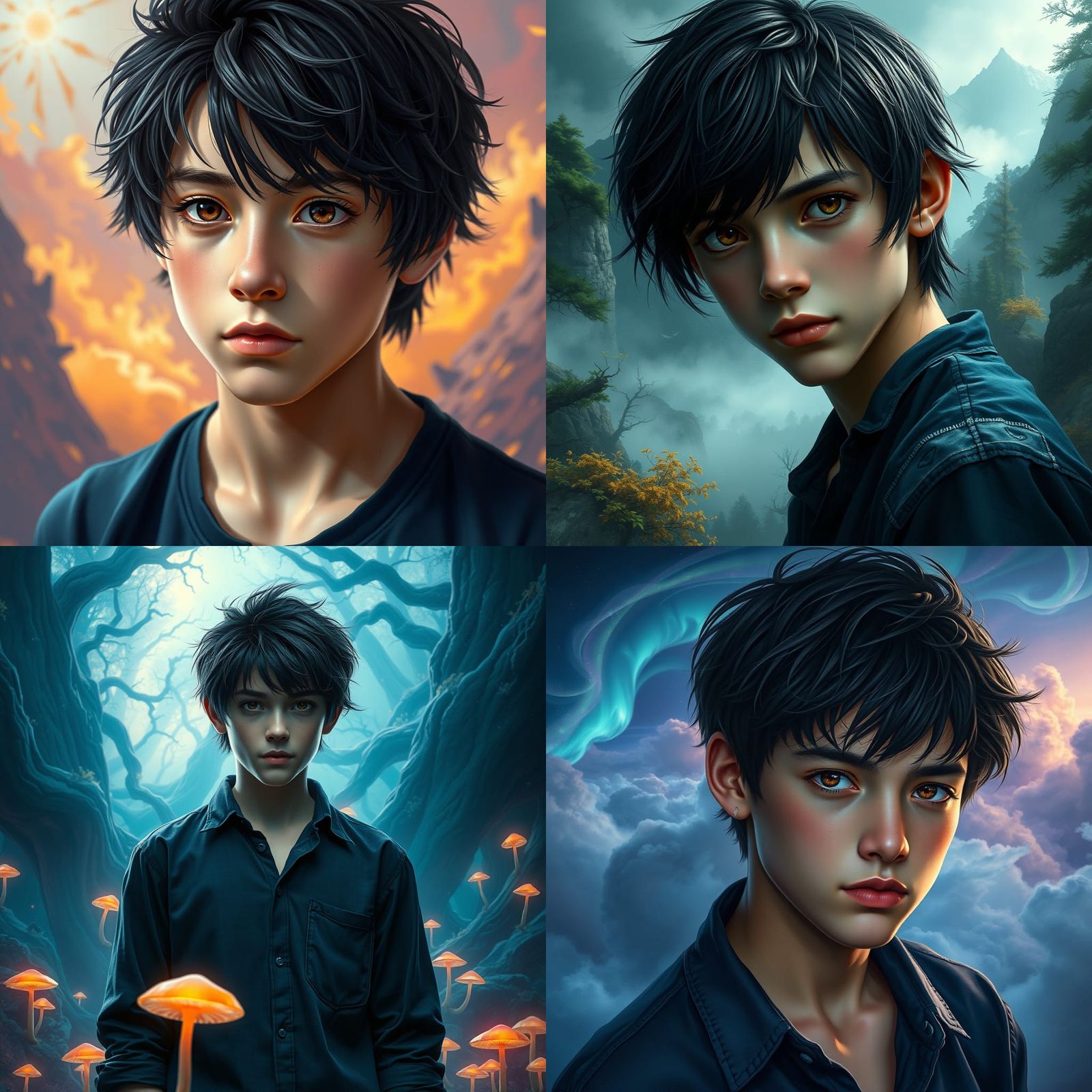 Boy with Black Hair in Fantasy Concept Art