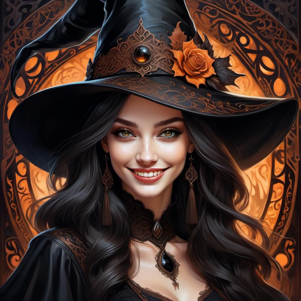Sensual Witch Portrait in Airbrush Style